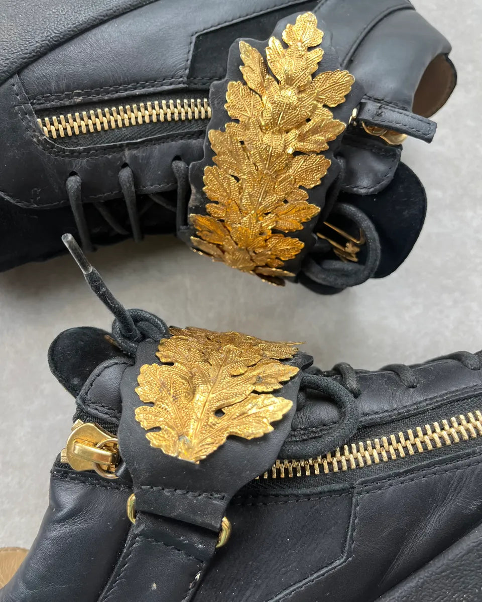 Giuseppe Zanotti Golden Leaves Black Leather High Sneakers LdFPGaO 4