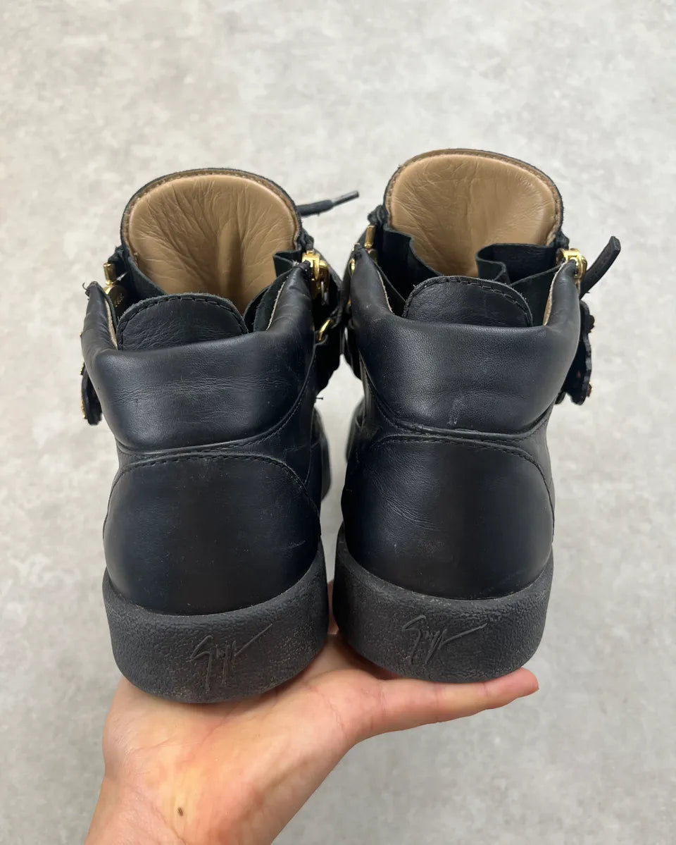 Giuseppe Zanotti Golden Leaves Black Leather High Sneakers LdFPGaO 6