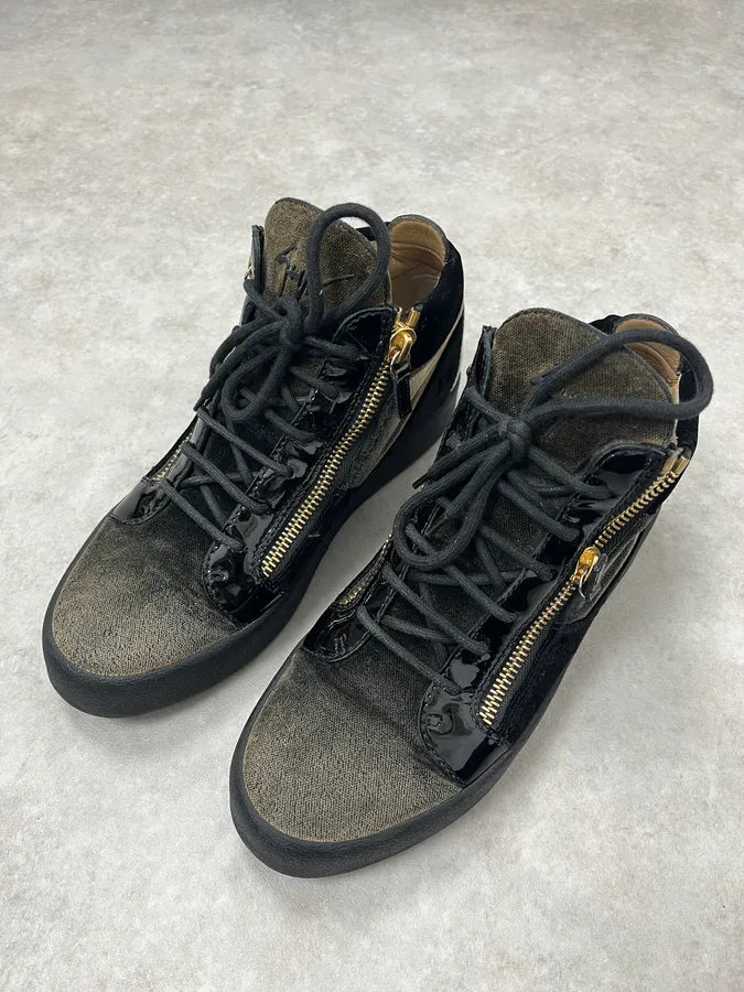 Giuseppe Zanotti Grey & Black High Velvet Leather Shoes eSAgPMG 5