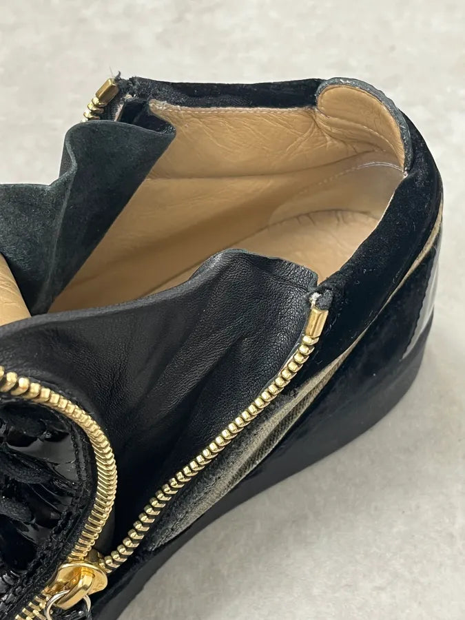 Giuseppe Zanotti Grey & Black High Velvet Leather Shoes eSAgPMG 11