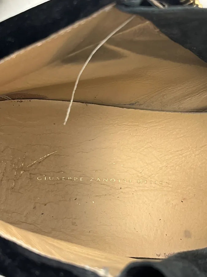 Giuseppe Zanotti Grey & Black High Velvet Leather Shoes eSAgPMG 9