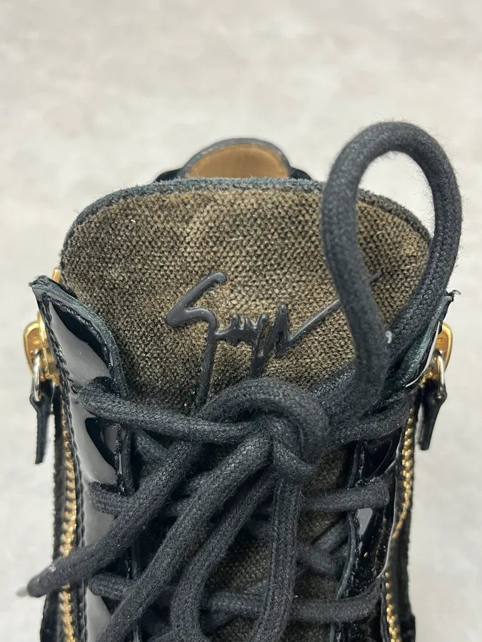 Giuseppe Zanotti Grey & Black High Velvet Leather Shoes eSAgPMG 10