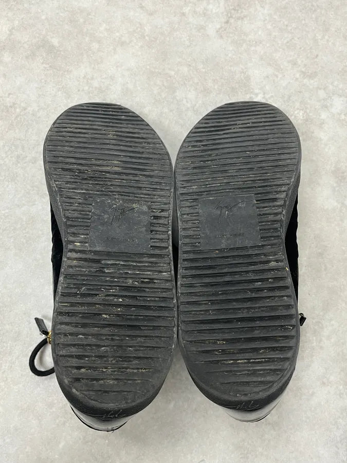 Giuseppe Zanotti Grey & Black High Velvet Leather Shoes eSAgPMG 8