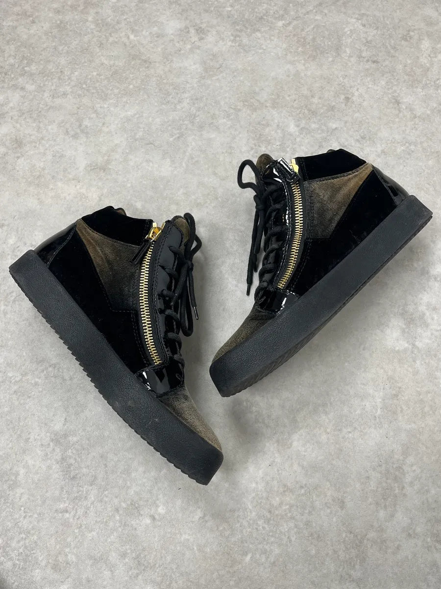 Giuseppe Zanotti Grey & Black High Velvet Leather Shoes eSAgPMG 6