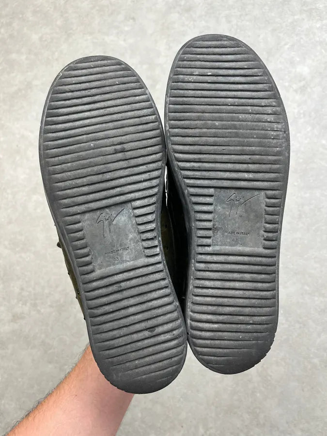 Giuseppe Zanotti Olive Ostrich Leather Zip Sneakers bKdINDc 5