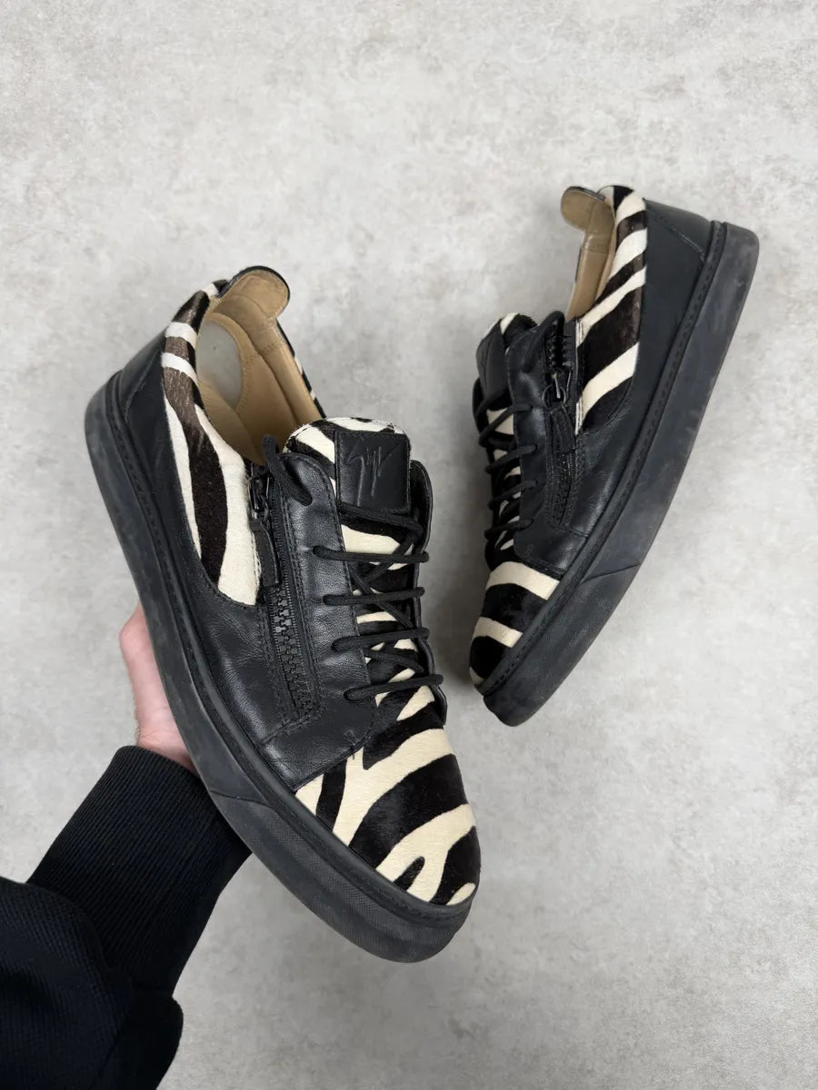 Giuseppe Zanotti Pony Hair Black & White Safari Sneakers xlEpmqt 0