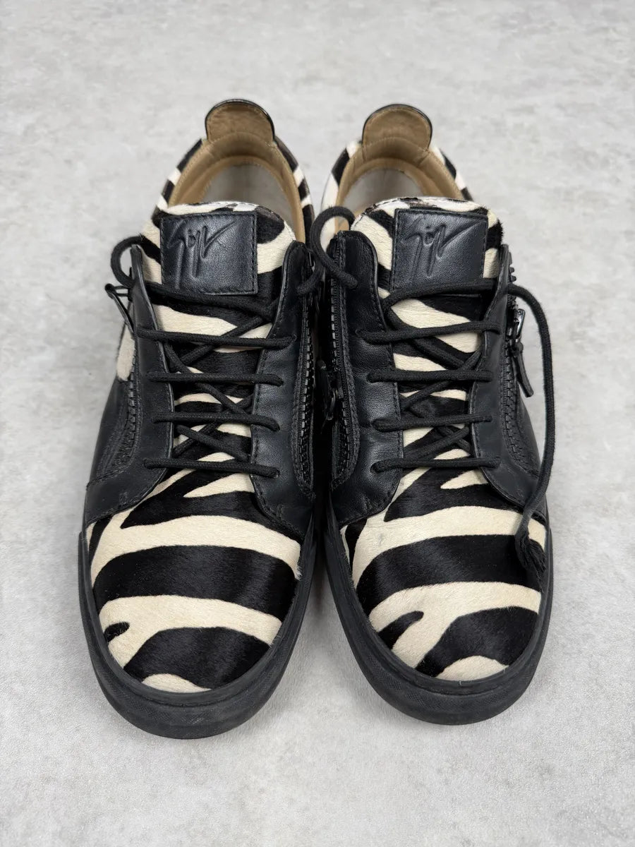 Giuseppe Zanotti Pony Hair Black & White Safari Sneakers xlEpmqt 1