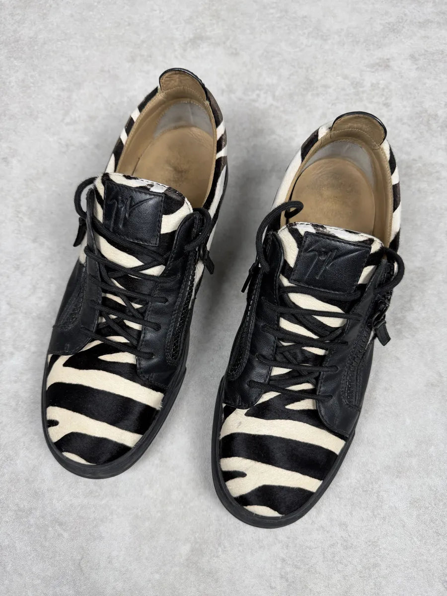 Giuseppe Zanotti Pony Hair Black & White Safari Sneakers xlEpmqt 7