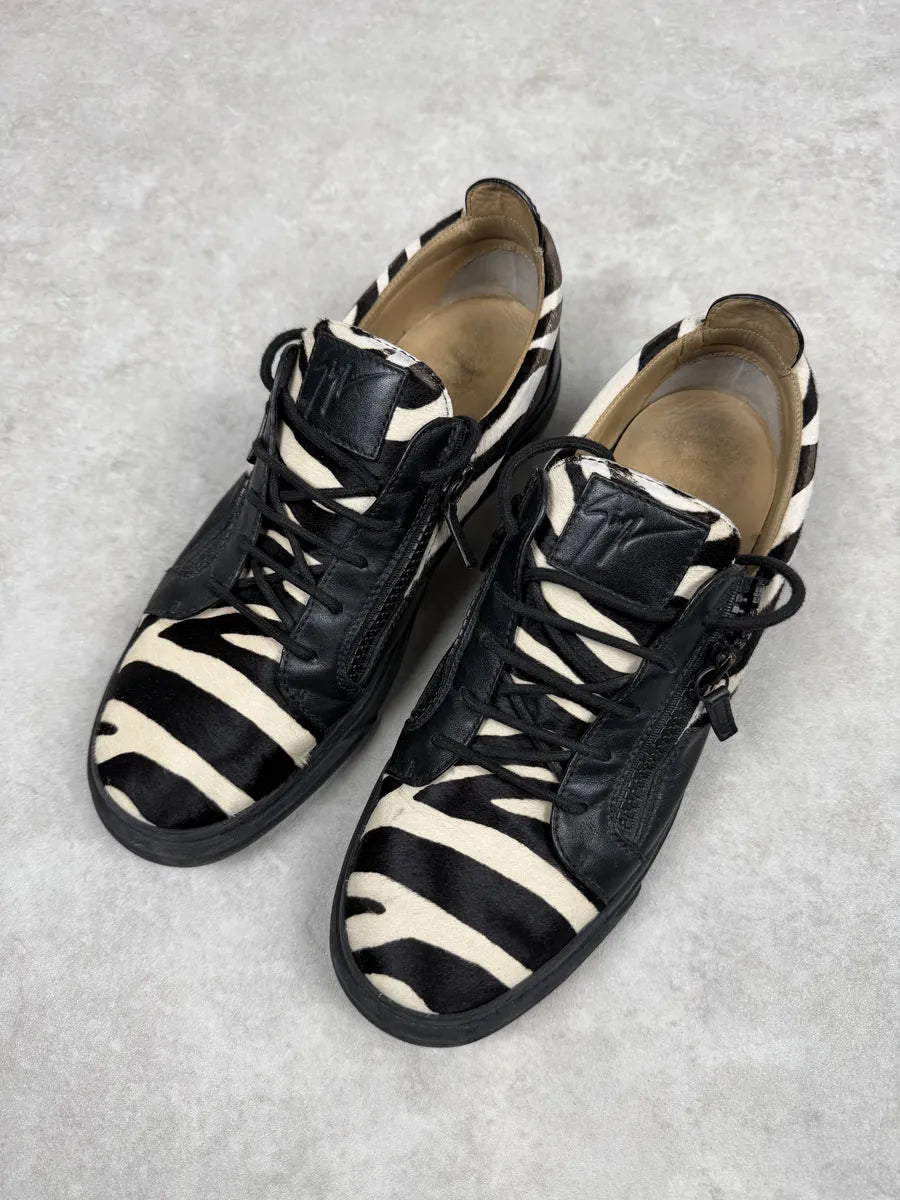 Giuseppe Zanotti Pony Hair Black & White Safari Sneakers xlEpmqt 8