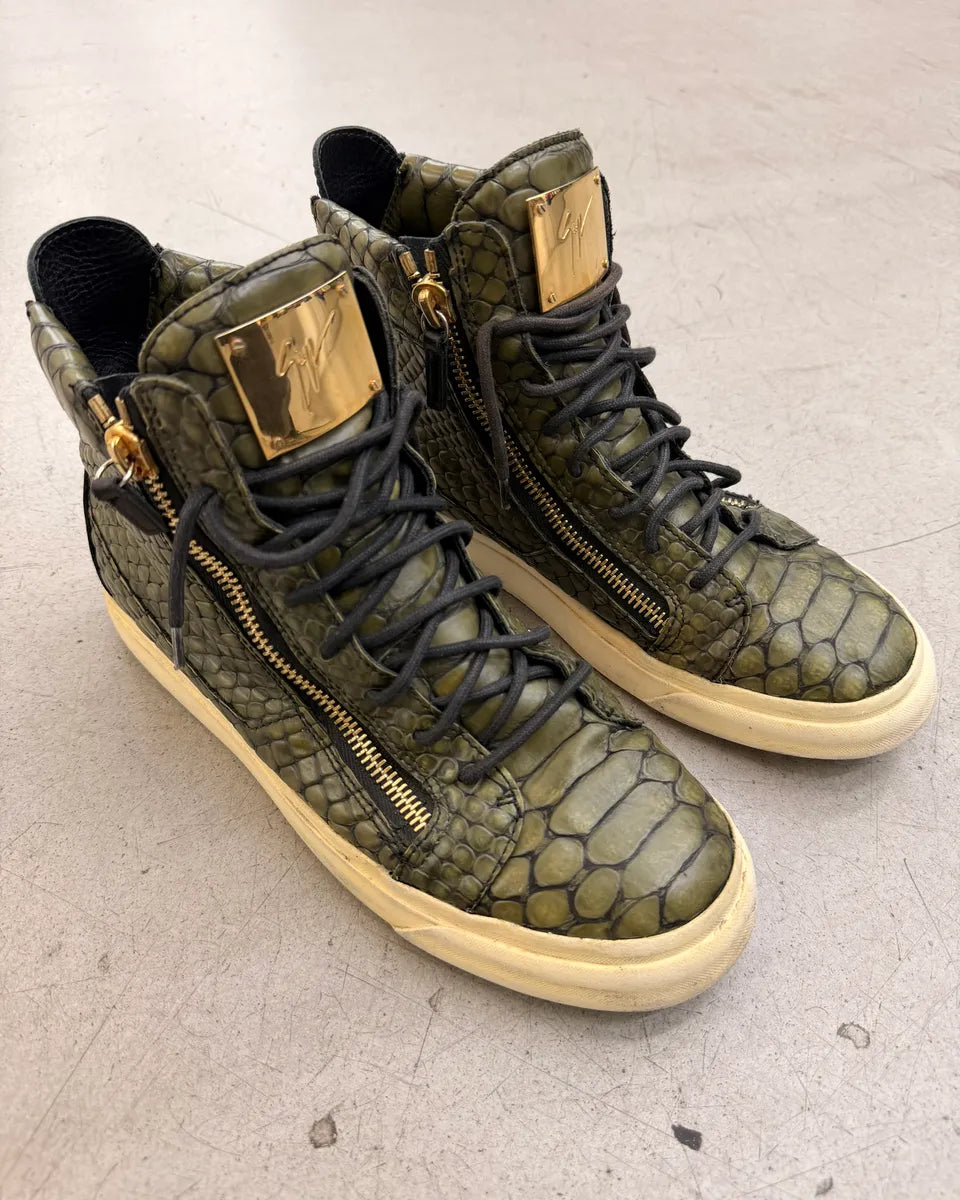  Giuseppe Zanotti Python Effect Green Leather High Sneakers XAUpfdi 1