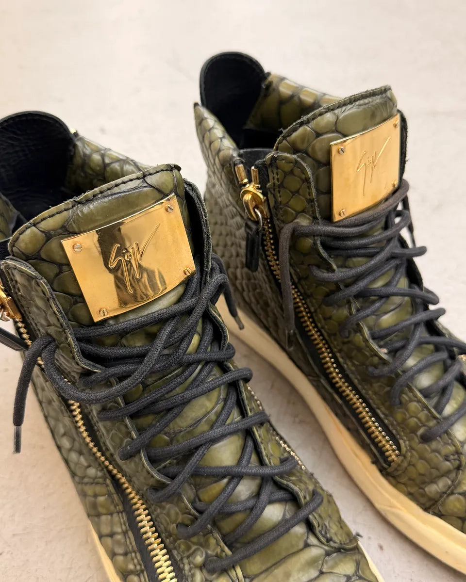  Giuseppe Zanotti Python Effect Green Leather High Sneakers XAUpfdi 2