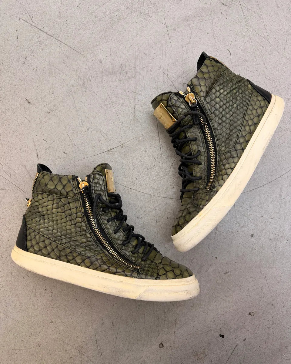  Giuseppe Zanotti Python Effect Green Leather High Sneakers XAUpfdi 3