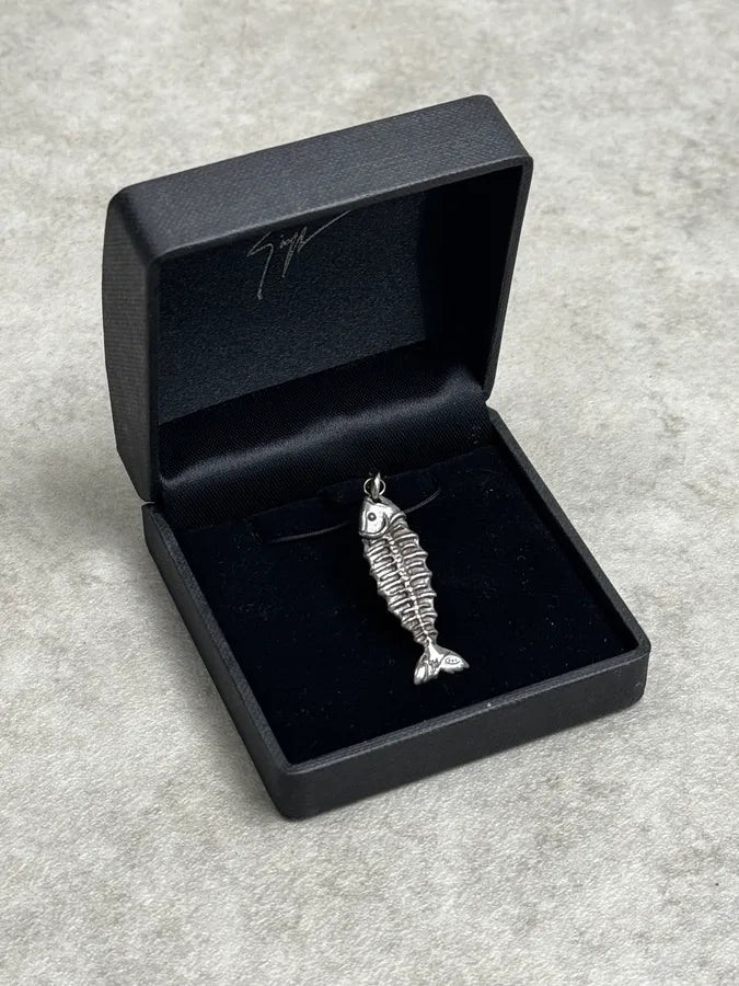 Giuseppe Zanotti Silver Metal Fish Skeleton Pendant Charm DxSQbQP 0