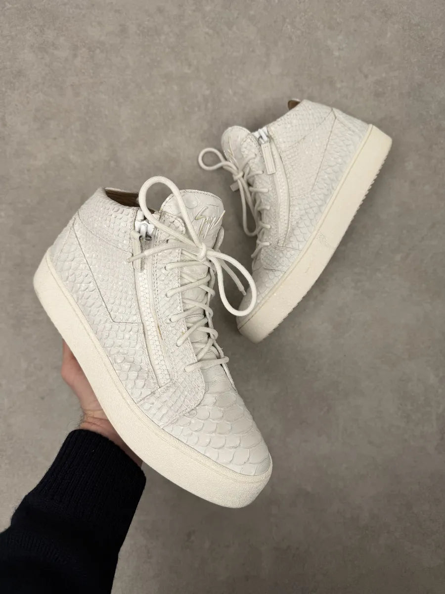 Giuseppe Zanotti White Python Leather High Sneakers joXABsm 0