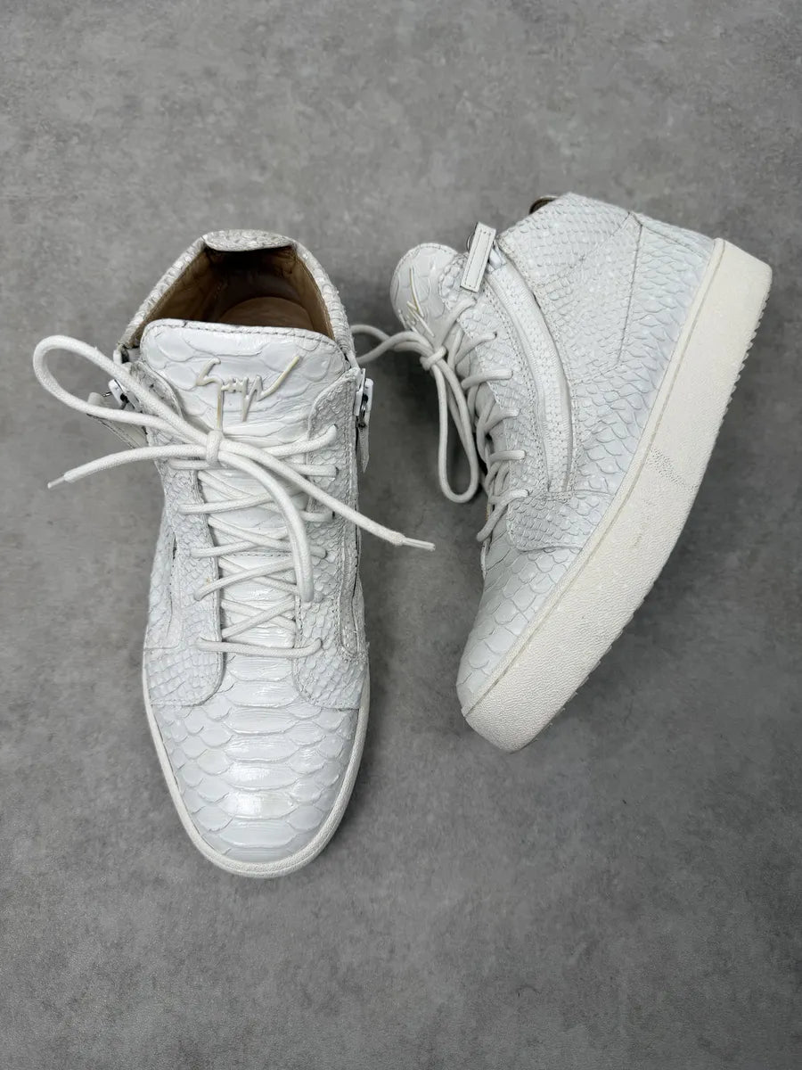 Giuseppe Zanotti White Python Leather High Sneakers joXABsm 3