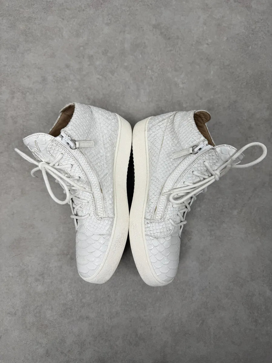 Giuseppe Zanotti White Python Leather High Sneakers joXABsm 4