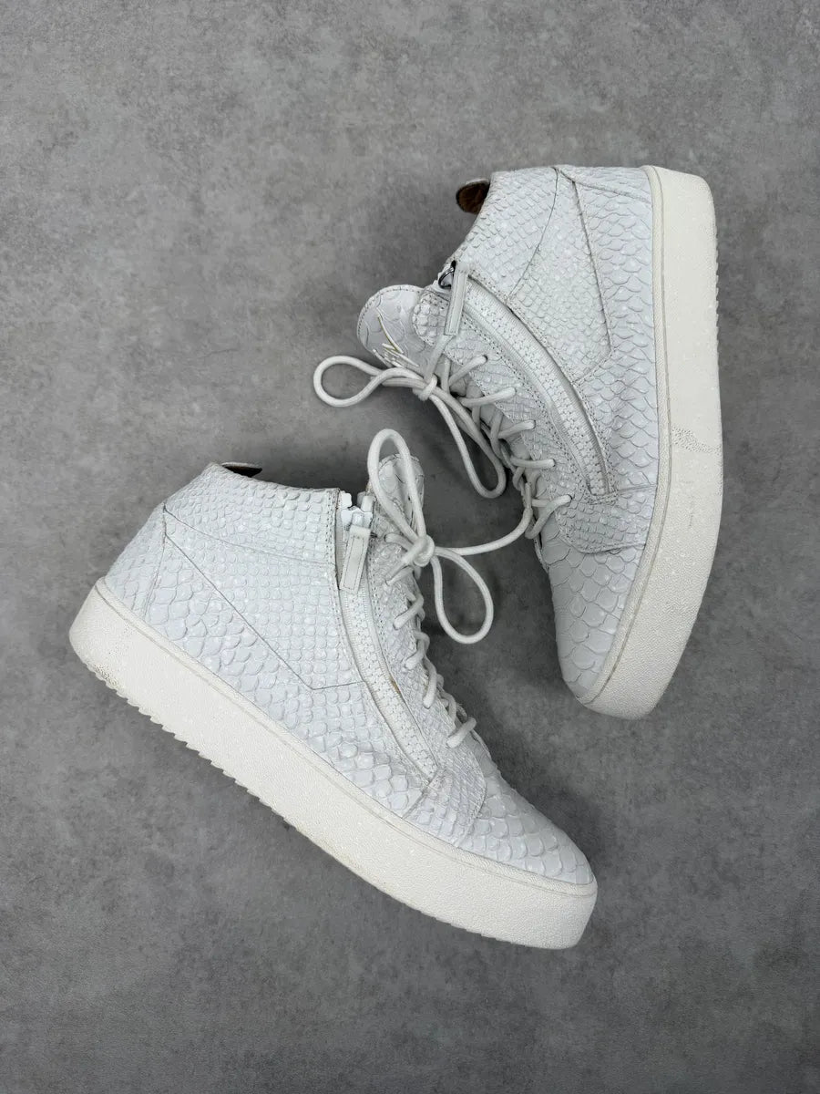 Giuseppe Zanotti White Python Leather High Sneakers joXABsm 5