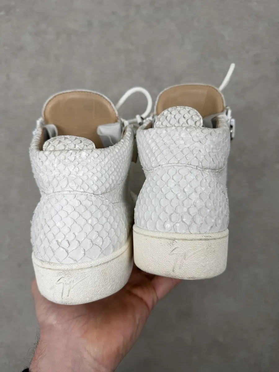 Giuseppe Zanotti White Python Leather High Sneakers joXABsm 7