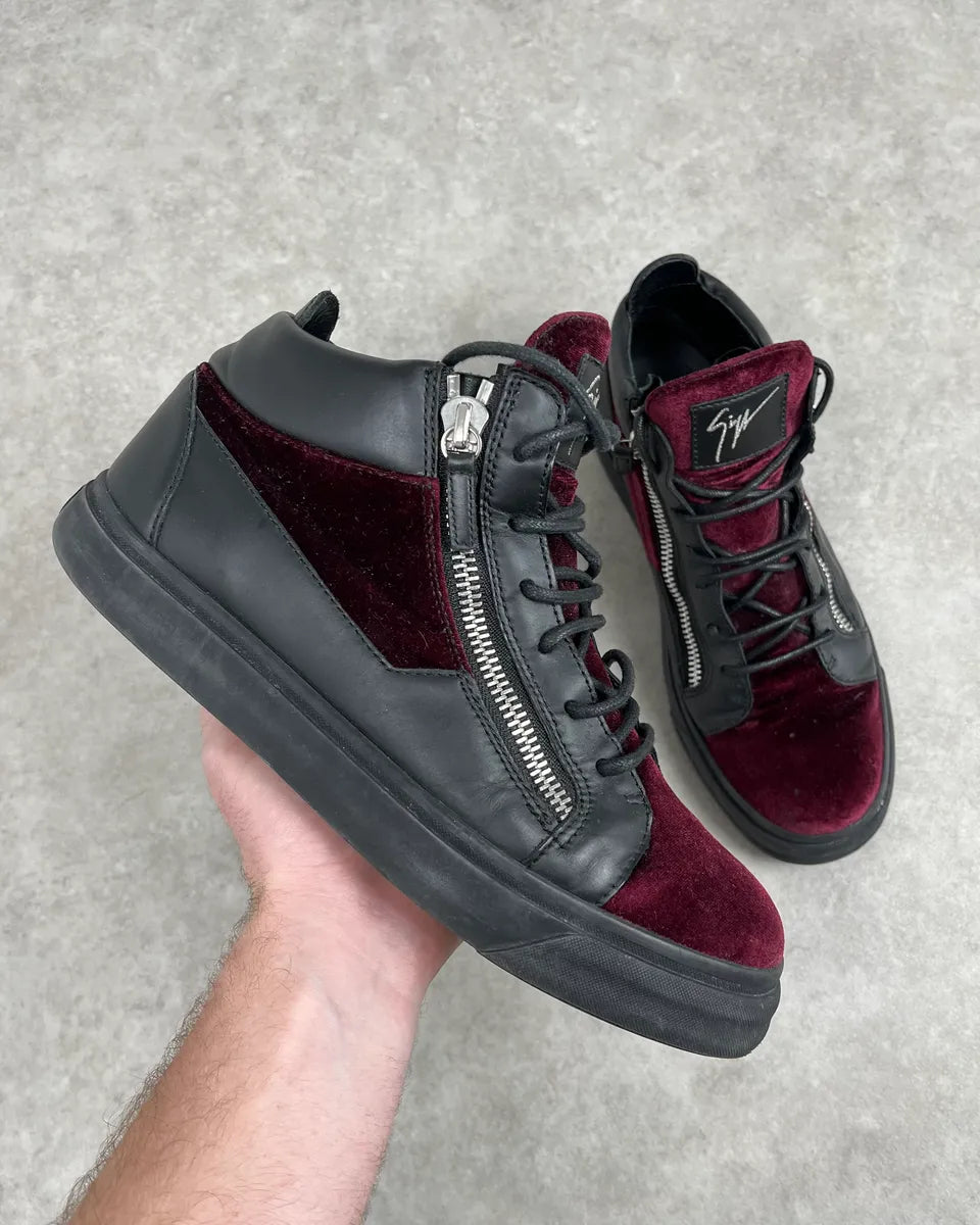 Giuzeppe Zanotti Bordeaux Velvet Black Leather Sneakers UxiWNRO 0