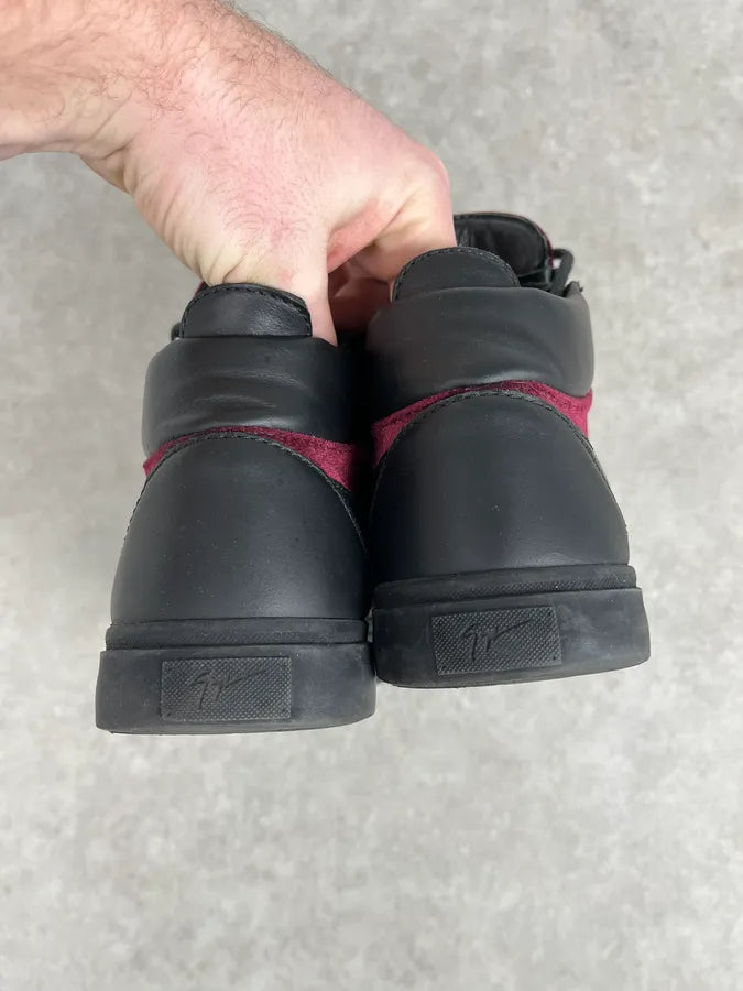 Giuzeppe Zanotti Bordeaux Velvet Black Leather Sneakers UxiWNRO 5