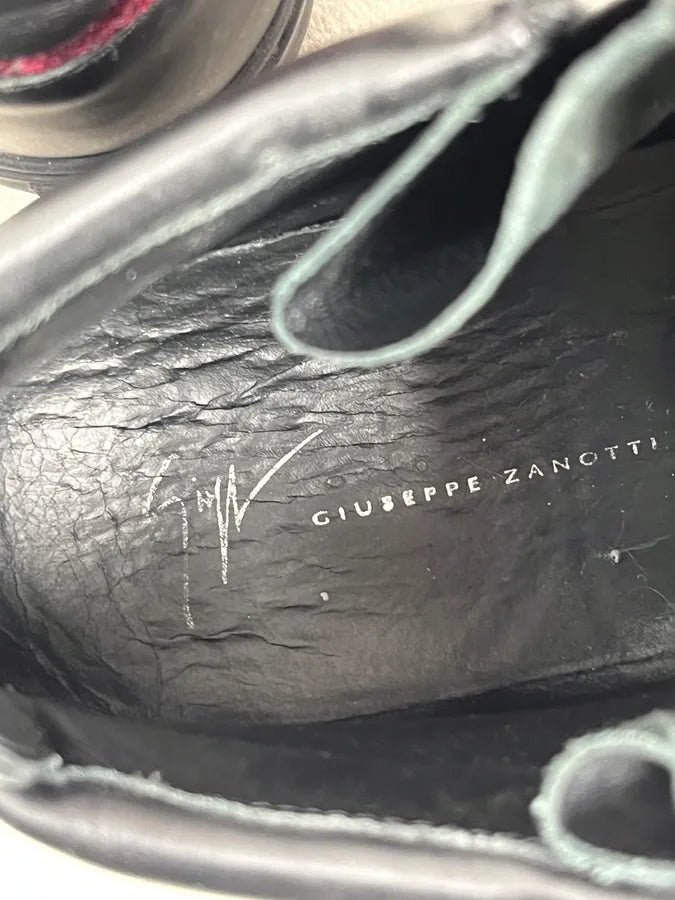 Giuzeppe Zanotti Bordeaux Velvet Black Leather Sneakers UxiWNRO 8