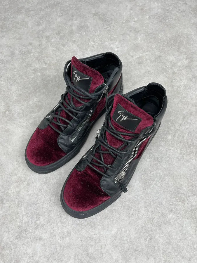 Giuzeppe Zanotti Bordeaux Velvet Black Leather Sneakers UxiWNRO 3