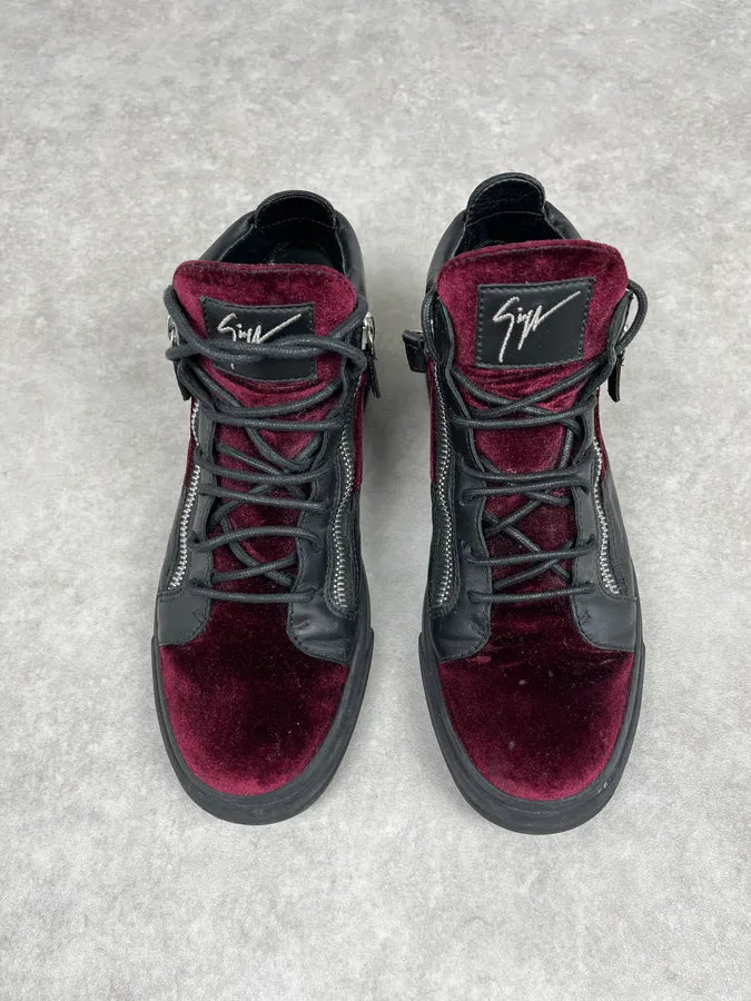 Giuzeppe Zanotti Bordeaux Velvet Black Leather Sneakers UxiWNRO 1