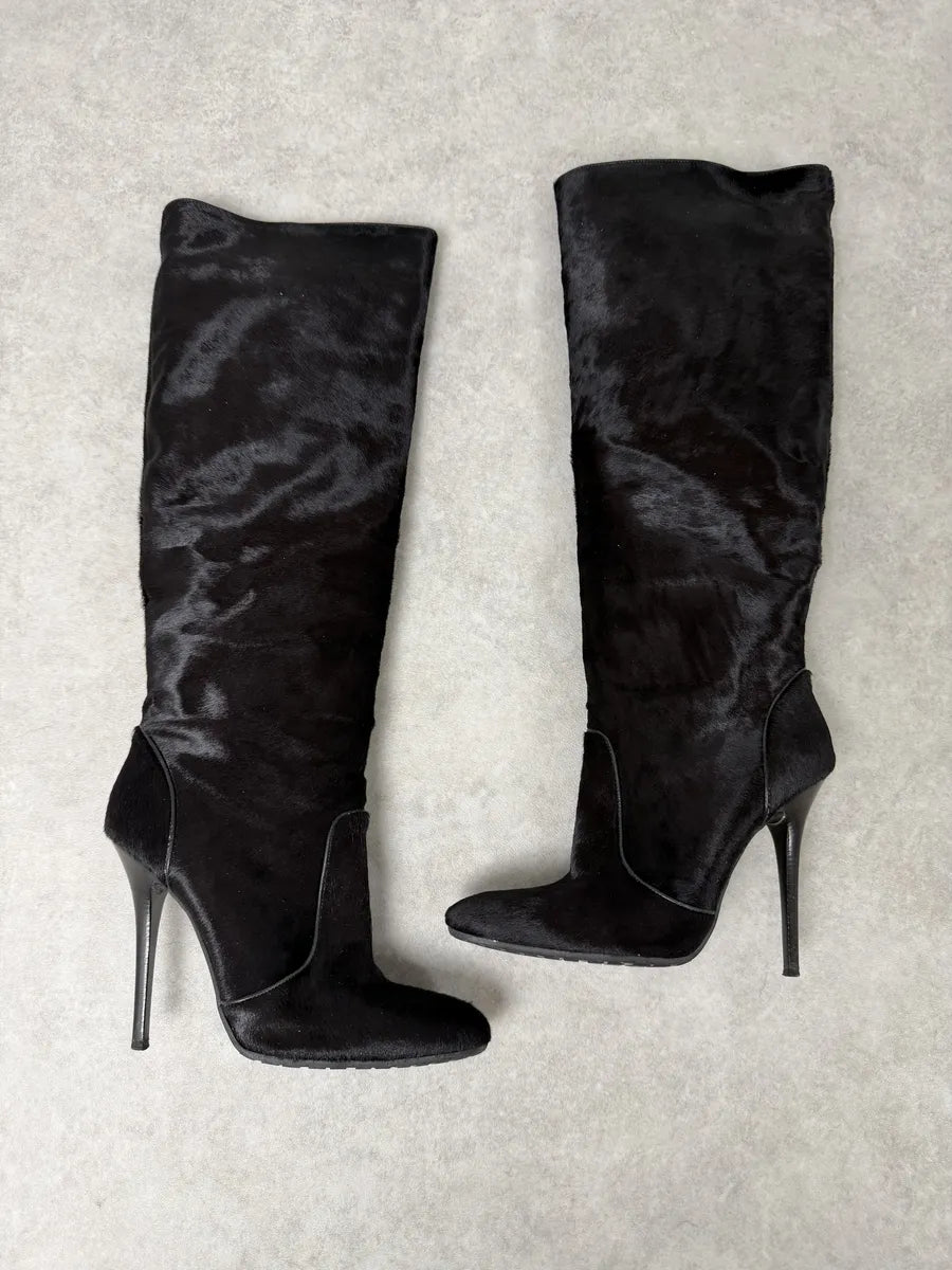 Giuzeppe Zanotti Dark Brown Pony Hair Leather Ankle Heels  cMvShEU 1