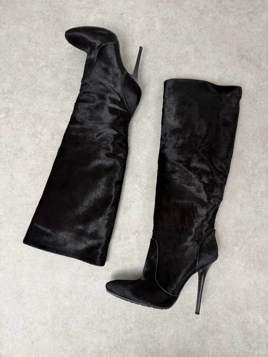 Giuzeppe Zanotti Dark Brown Pony Hair Leather Ankle Heels  cMvShEU 6