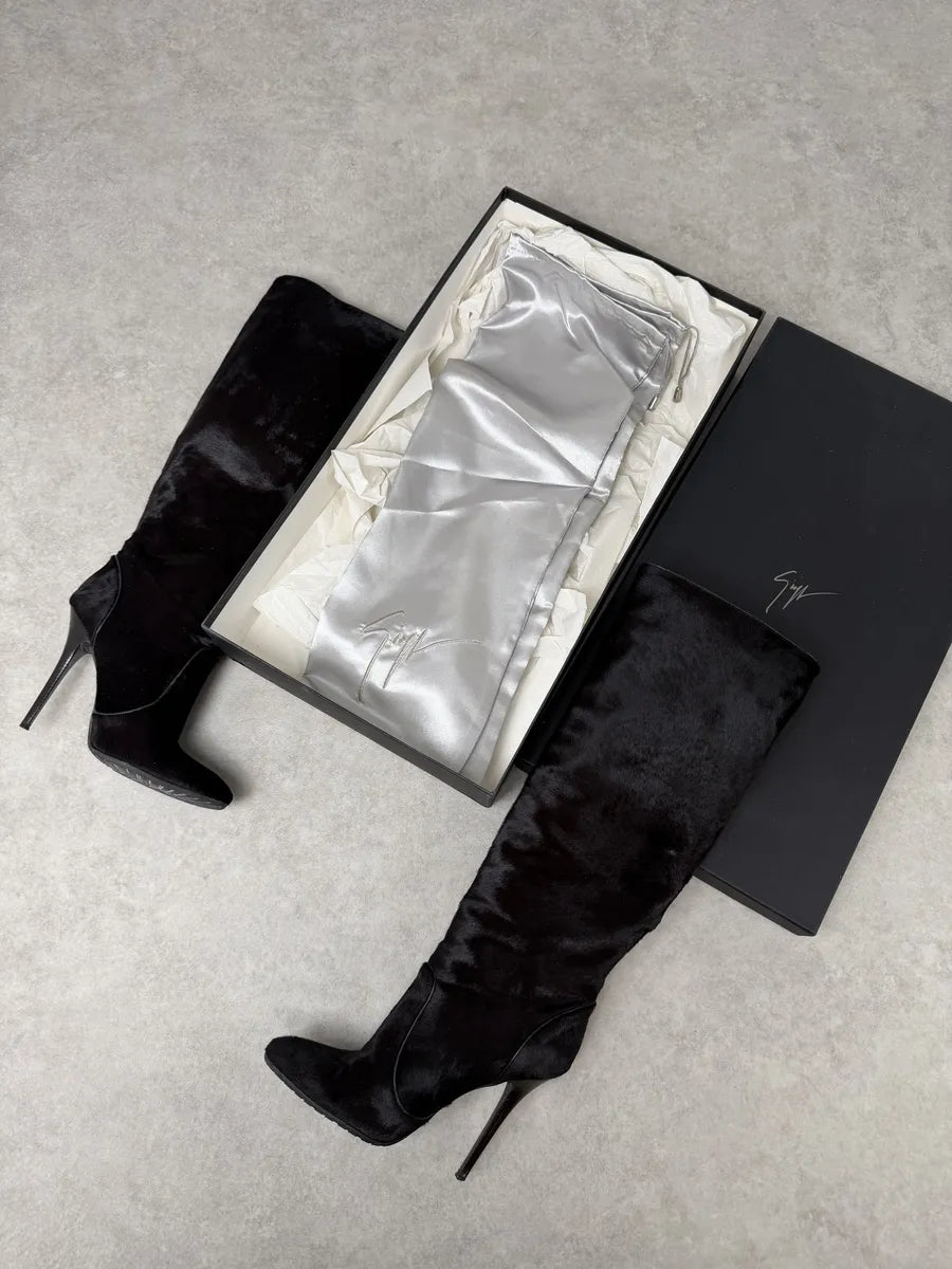 Giuzeppe Zanotti Dark Brown Pony Hair Leather Ankle Heels  cMvShEU 7