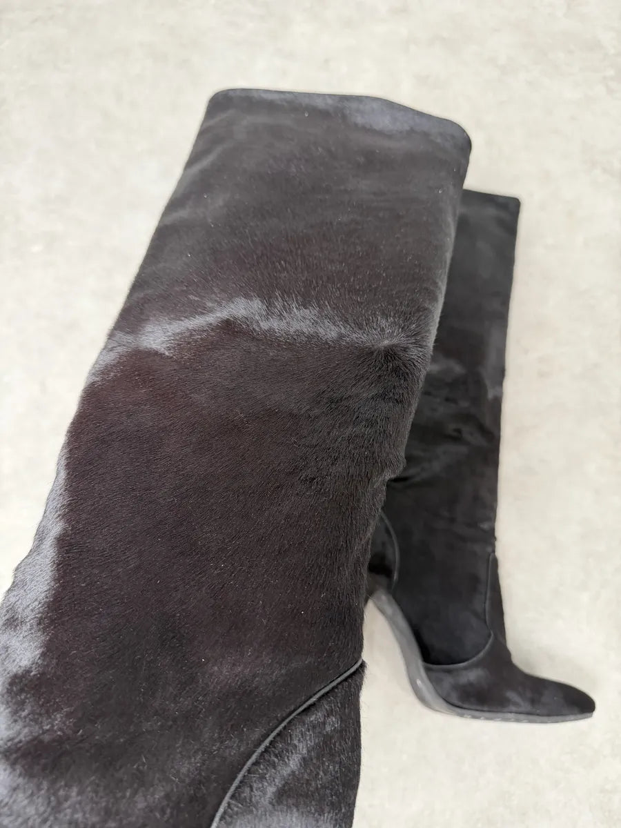 Giuzeppe Zanotti Dark Brown Pony Hair Leather Ankle Heels  cMvShEU 8