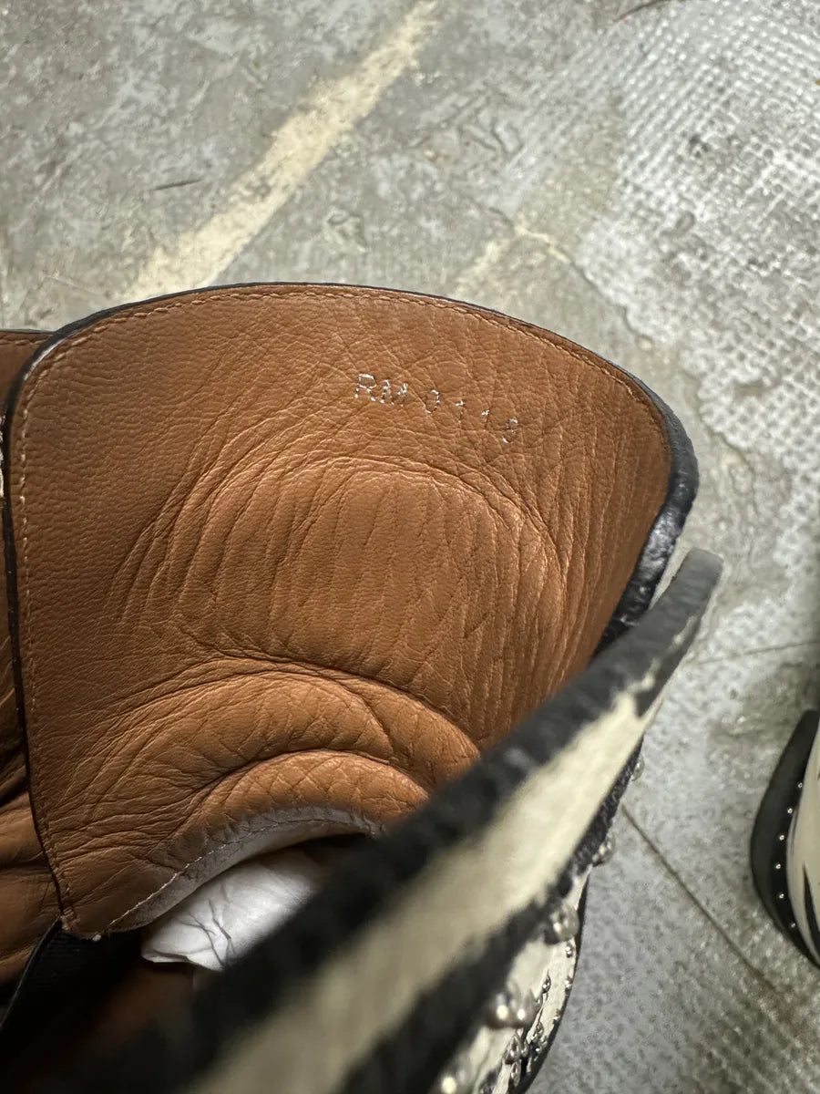 Givenchy Black & White Zebra Leather Studded Strapped Boots bPkxRbC 8