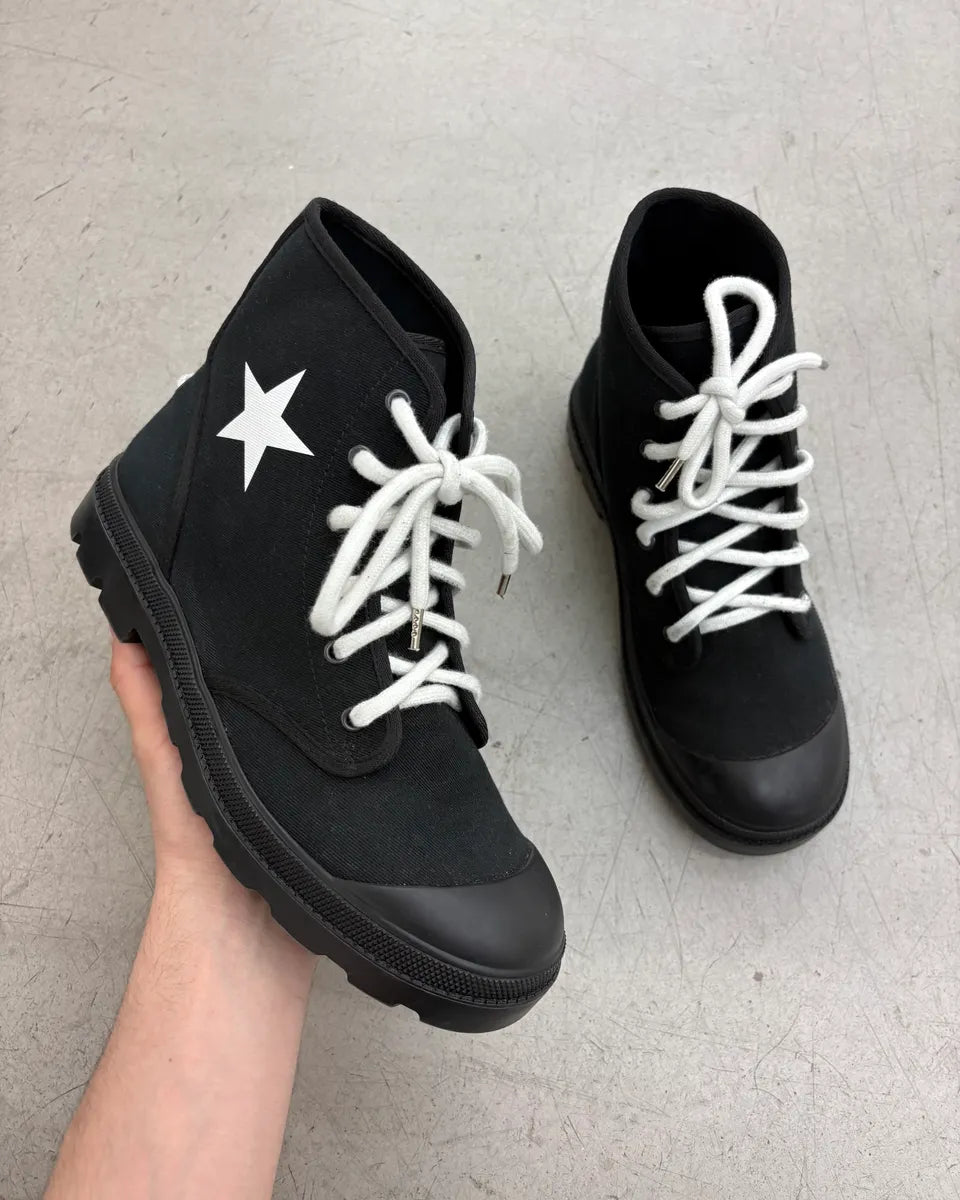 Givenchy Black Canvas Star Laced Boots by Riccardo Tisci etEOhSO 0