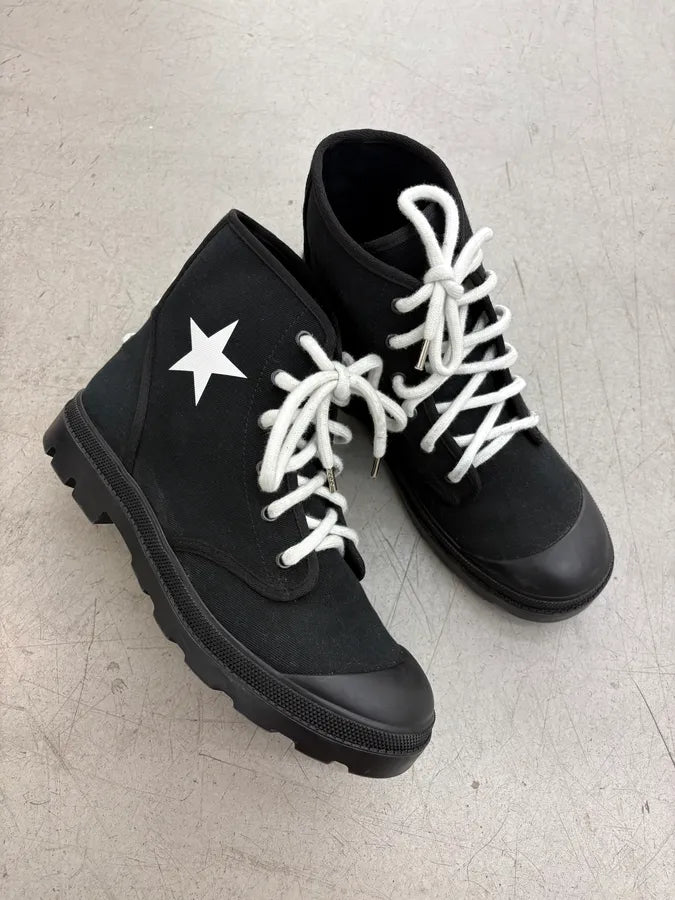 Givenchy Black Canvas Star Laced Boots by Riccardo Tisci etEOhSO 4