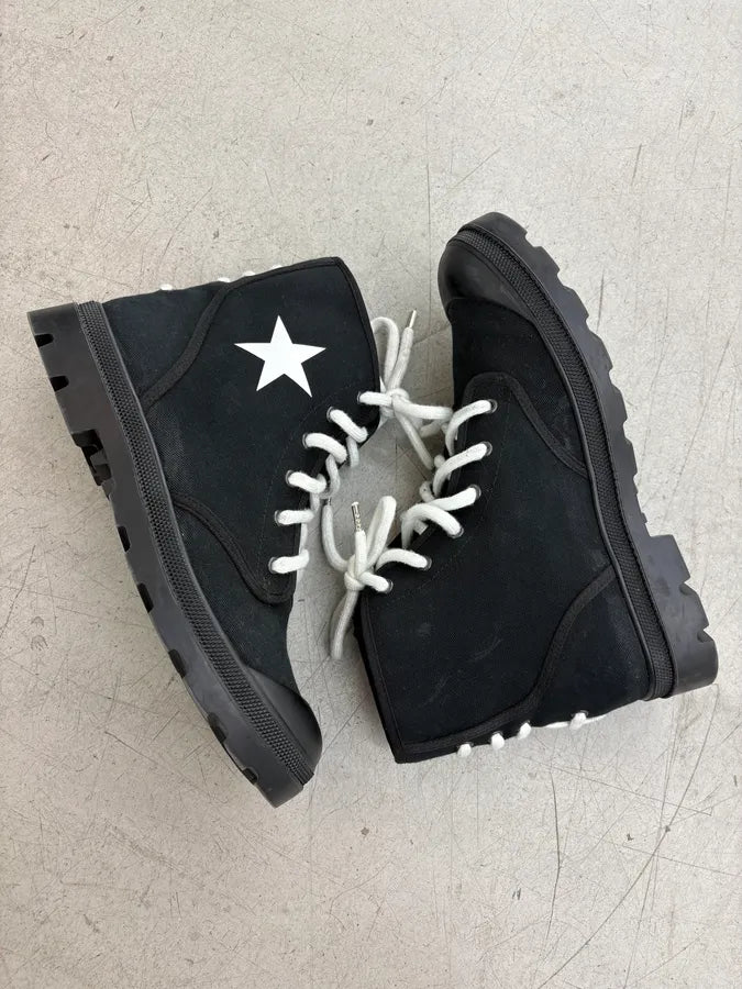 Givenchy Black Canvas Star Laced Boots by Riccardo Tisci etEOhSO 5