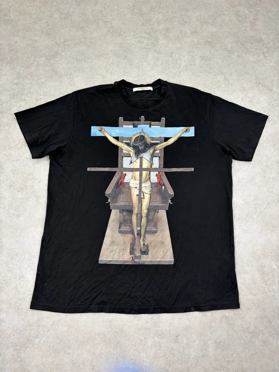 SS2016 Givenchy Black Jesus Crucifix T-Shirt by Riccardo Tisci YxKEnwr 0