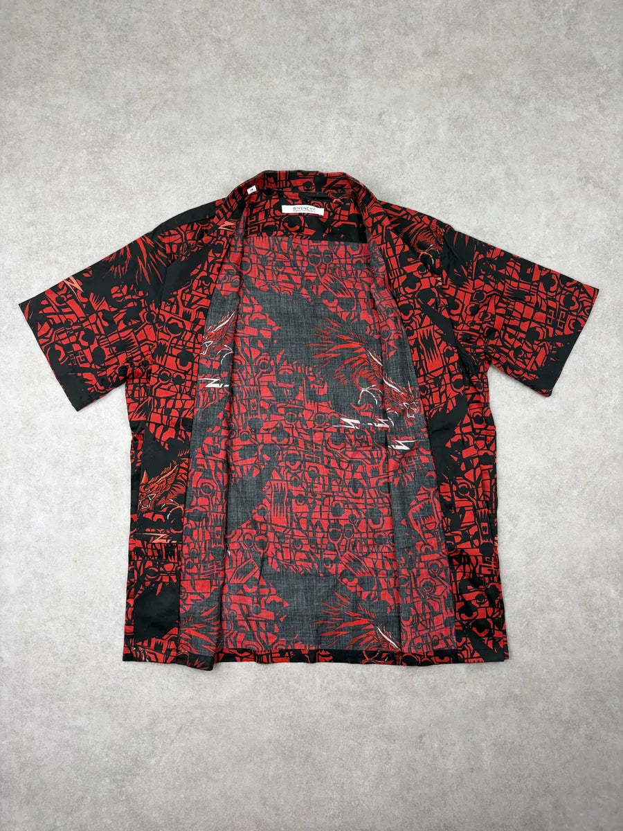Givenchy Black Sample Asian Dragon Print Shirt CAjFmRV 8