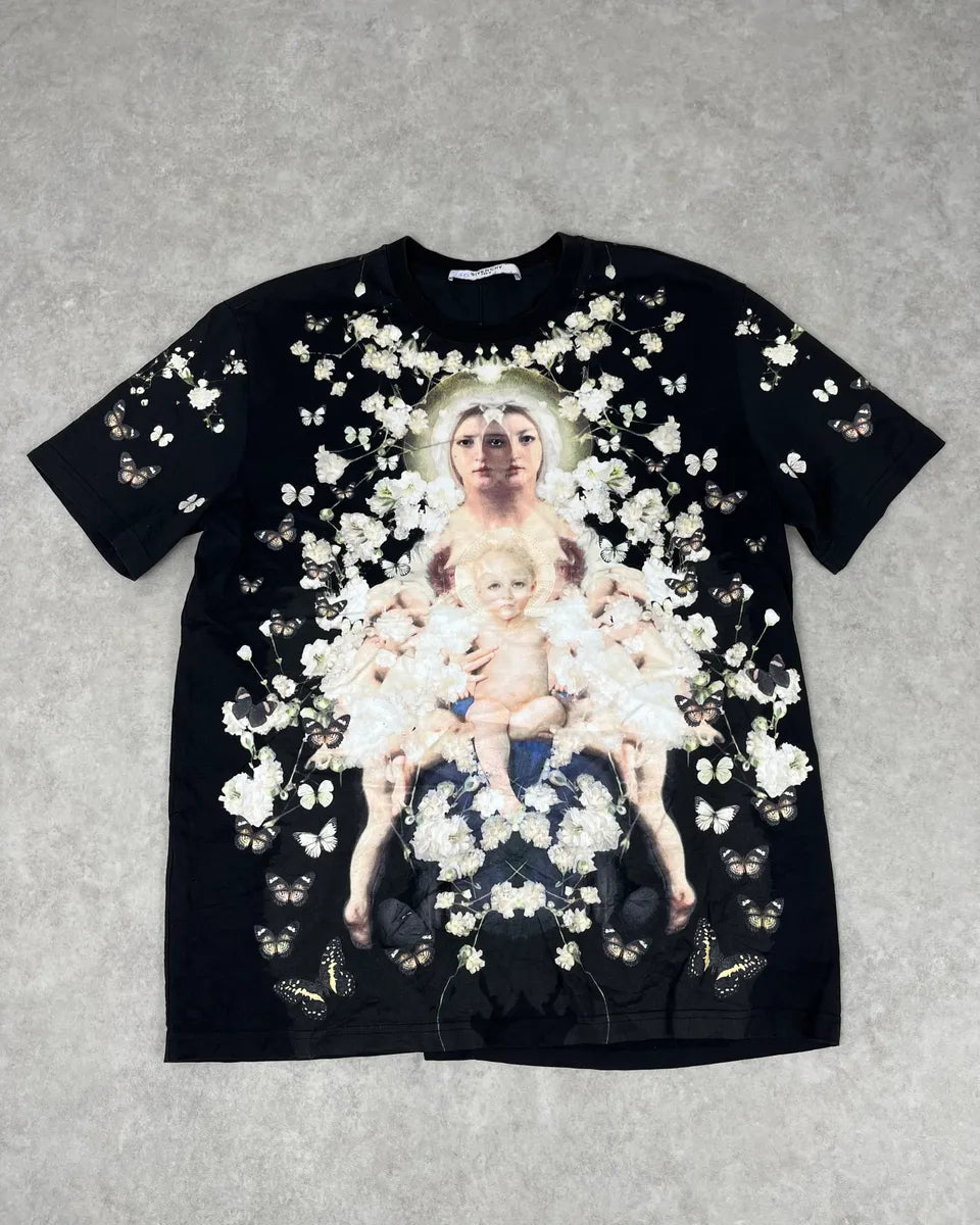 2010s Givenchy Black Floral Religious Family T-Shirt by Riccardo Tisci yXenRNp 0