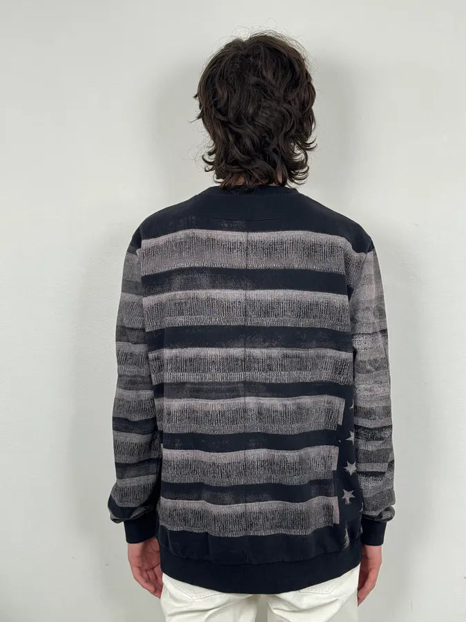 FW2013 Givenchy Black & Grey Striped Star Crewneck Sweater apxWzes 3