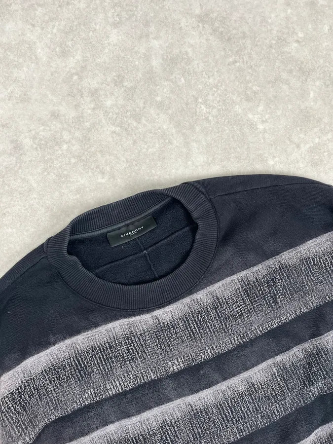 FW2013 Givenchy Black & Grey Striped Star Crewneck Sweater apxWzes 5