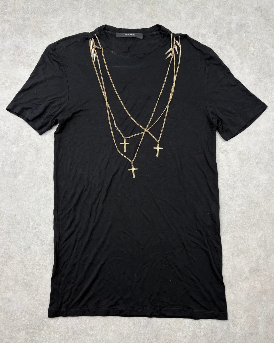 SS2011 Givenchy Black Cross Chains Silk T-Shirt by Riccardo Tisci wKUzlzV 0