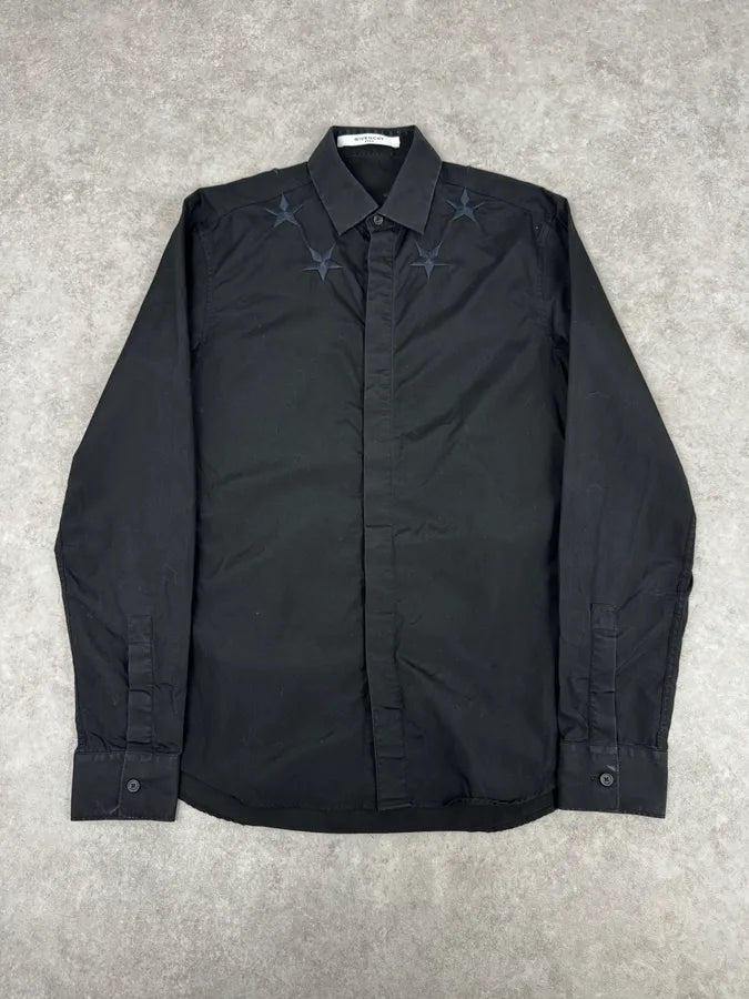 SS2015 Givenchy Black Embroidered Stars Shirt by Riccardo Tisci JyCaJdi 0
