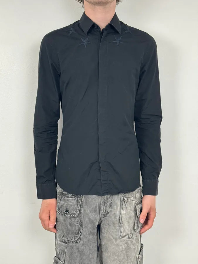 SS2015 Givenchy Black Embroidered Stars Shirt by Riccardo Tisci JyCaJdi 1