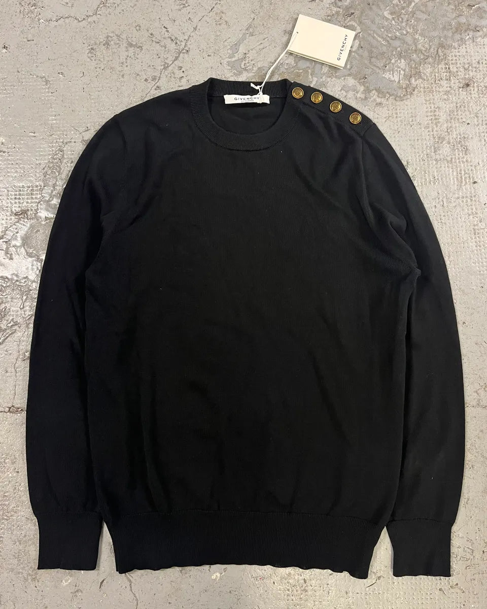 Givenchy Black Gold Buttoned Uniform Sweater (M) nQpUDFT 0