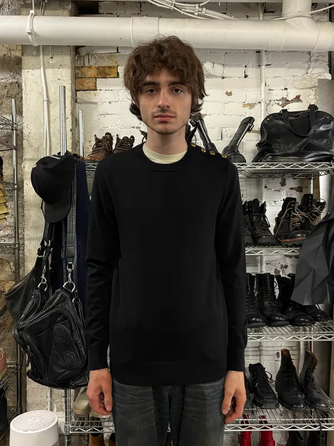 Givenchy Black Gold Buttoned Uniform Sweater (M) nQpUDFT 2