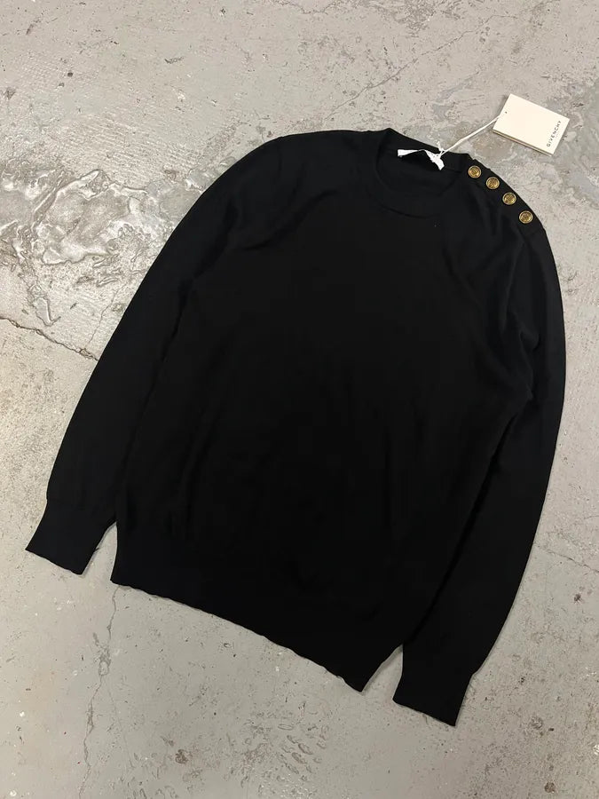 Givenchy Black Gold Buttoned Uniform Sweater (M) nQpUDFT 4