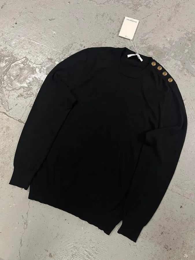 Givenchy Black Gold Buttoned Uniform Sweater (M) nQpUDFT 5