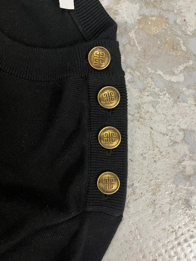 Givenchy Black Gold Buttoned Uniform Sweater (M) nQpUDFT 6