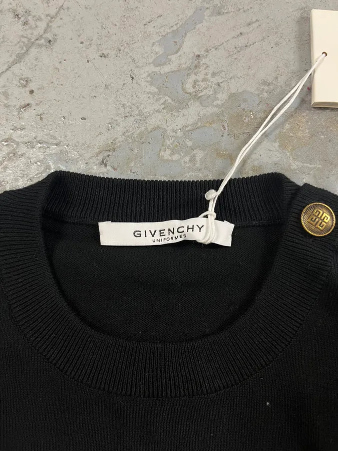 Givenchy Black Gold Buttoned Uniform Sweater (M) nQpUDFT 7