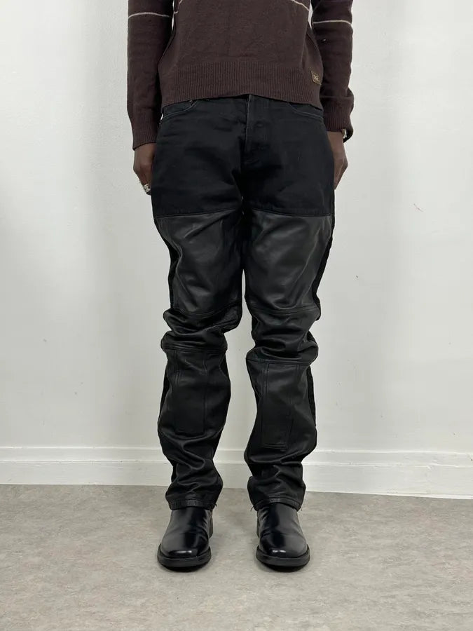 Givenchy Black Hybrid Leather & Denim Jeans OuLiUQJ 1